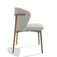 Silla de comedor Harmony 6636 en tela Niagara 901 (gris claro), patas en natural, vista lateral