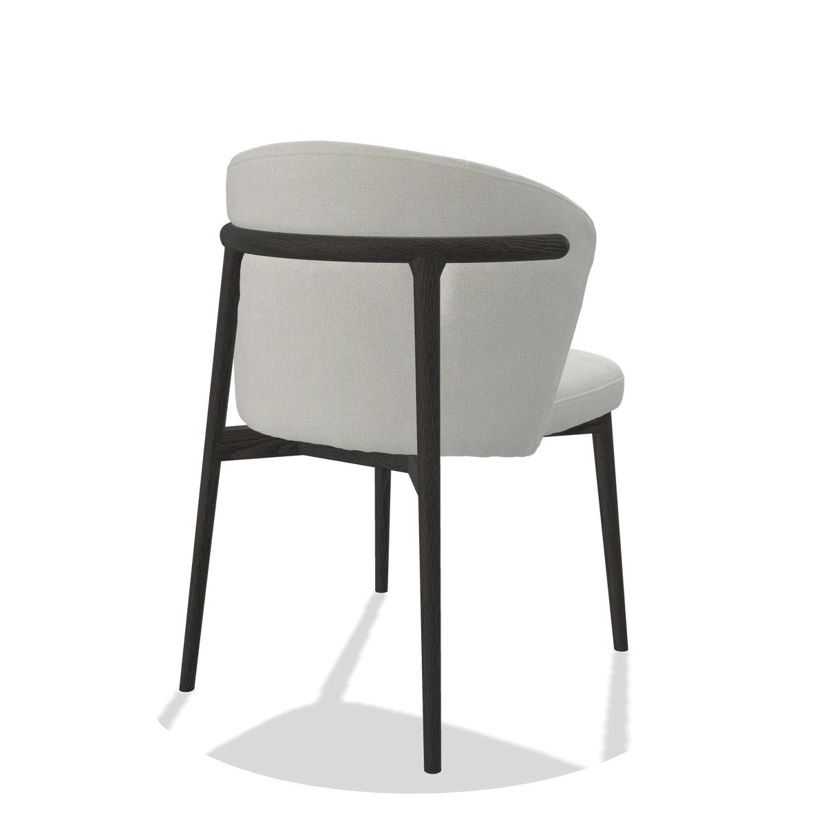 Silla de comedor Harmony 6636 en tela Niagara 901 (gris claro), patas en tabaco, vista trasera en ángulo