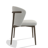 Silla de comedor Harmony 6636 en tela Niagara 901 (gris claro), patas en nogal, vista lateral