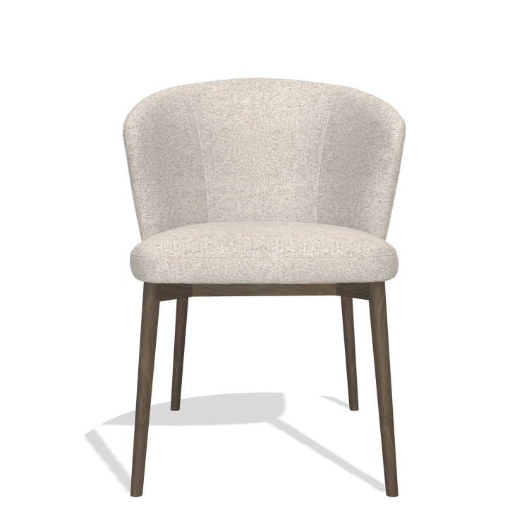 Dining Chair Harmony 6636 in Oasis 196 fabric (light grey), walnut legs, front view