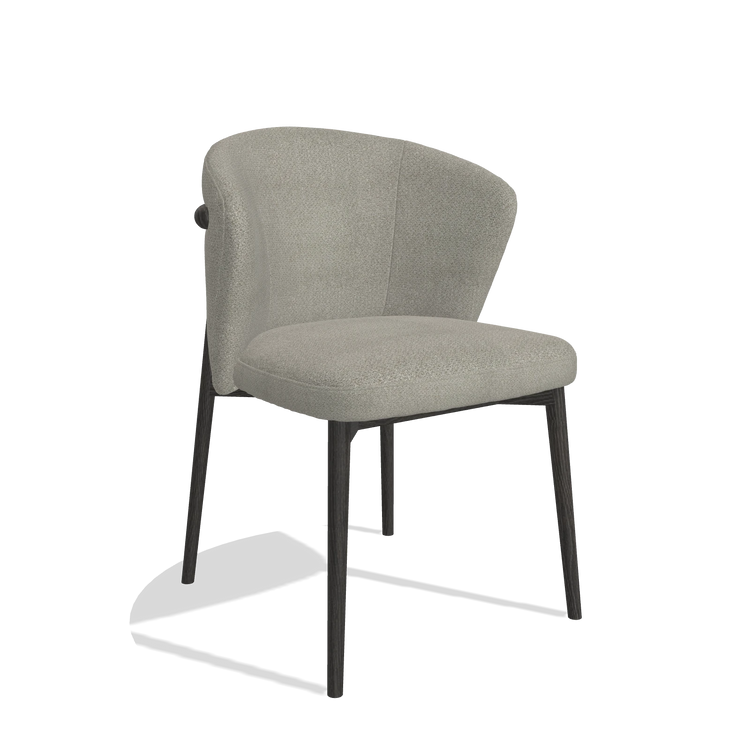 Dining Chair Harmony 6636 in Rhythm 84 fabric (grey), tobacco legs, angled view