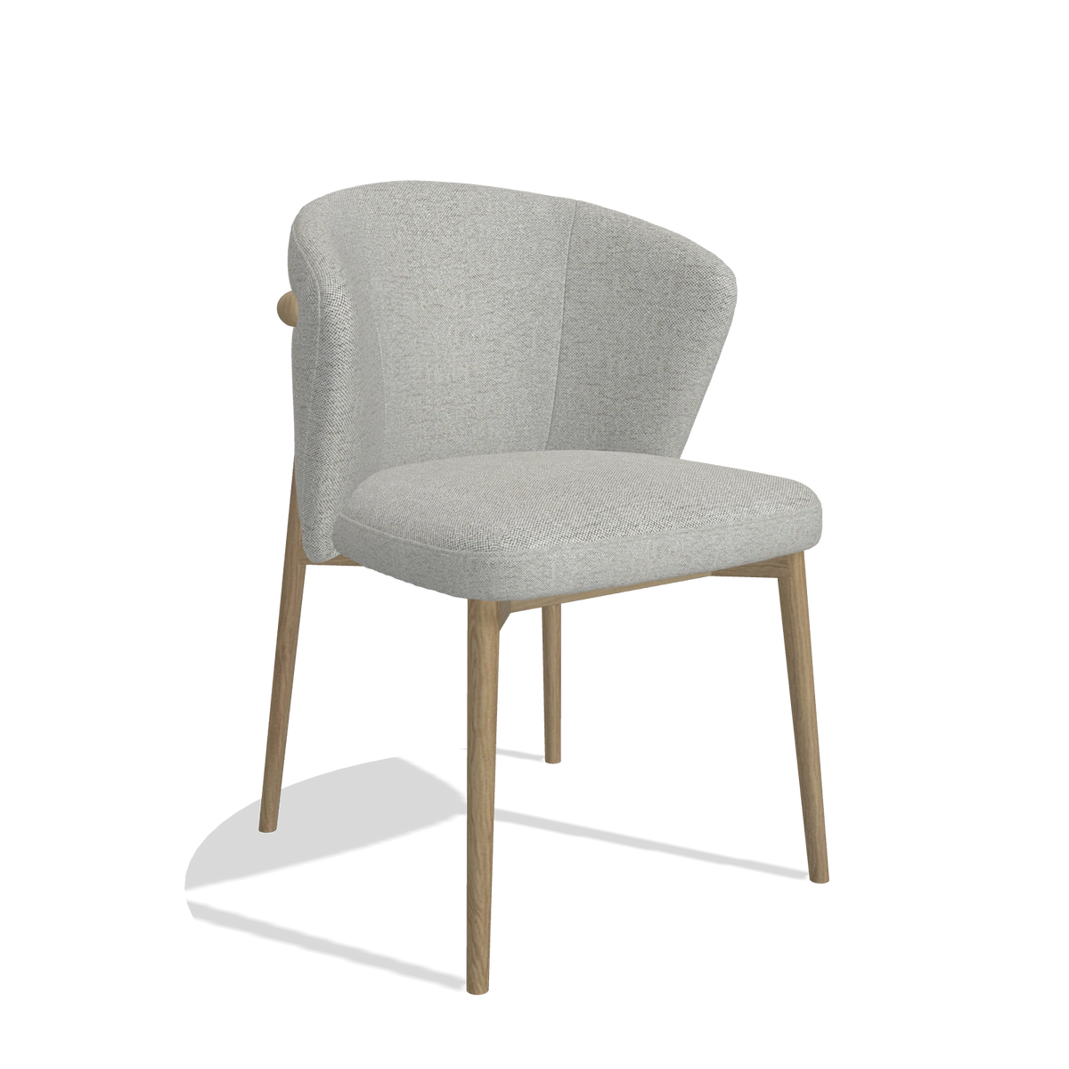 Eetkamerstoel Harmony 6636 in stof Sneak 05 (greige), poten in naturel, schuin vooraanzicht