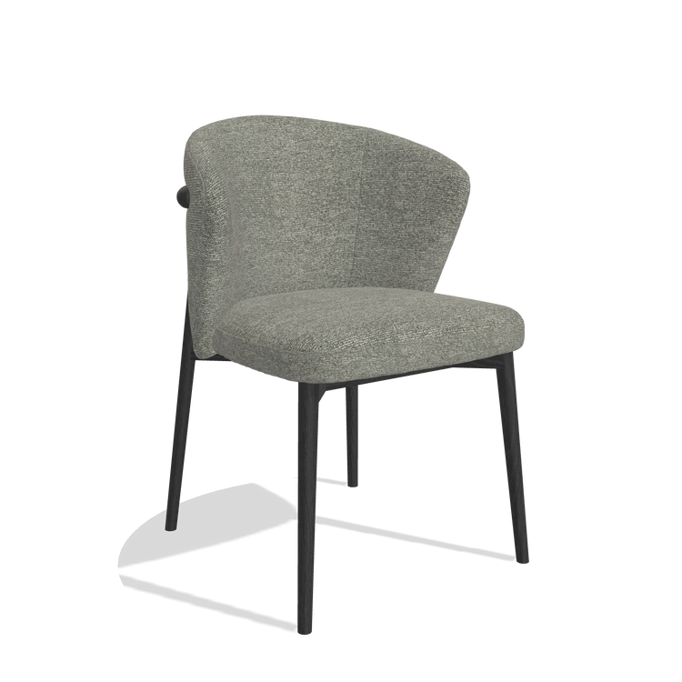 Eetkamerstoel Harmony 6636 in stof Sneak 149 (taupe), poten in zwart, schuin vooraanzicht