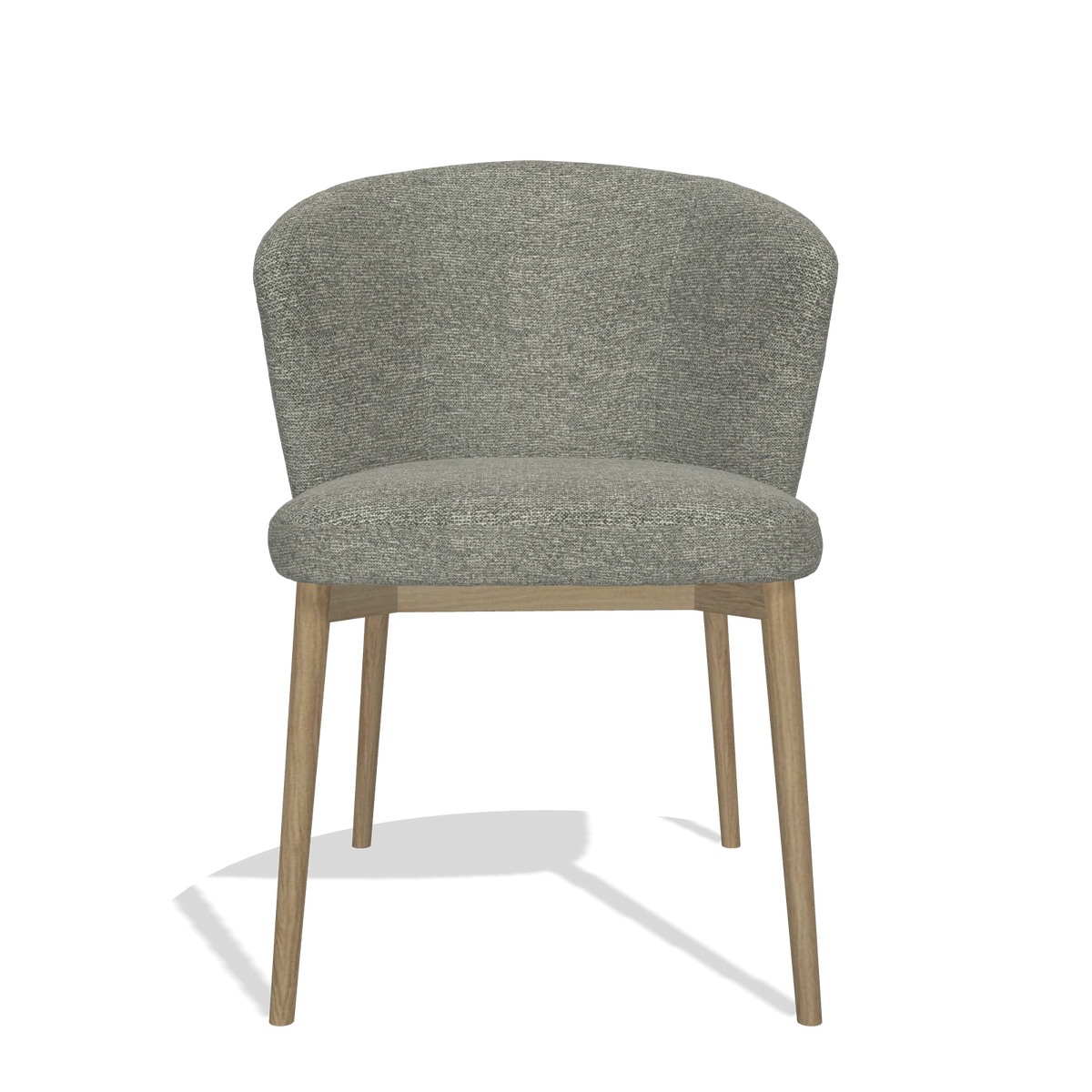 Eetkamerstoel Harmony 6636 in stof Sneak 149 (taupe), poten in naturel, vooraanzicht