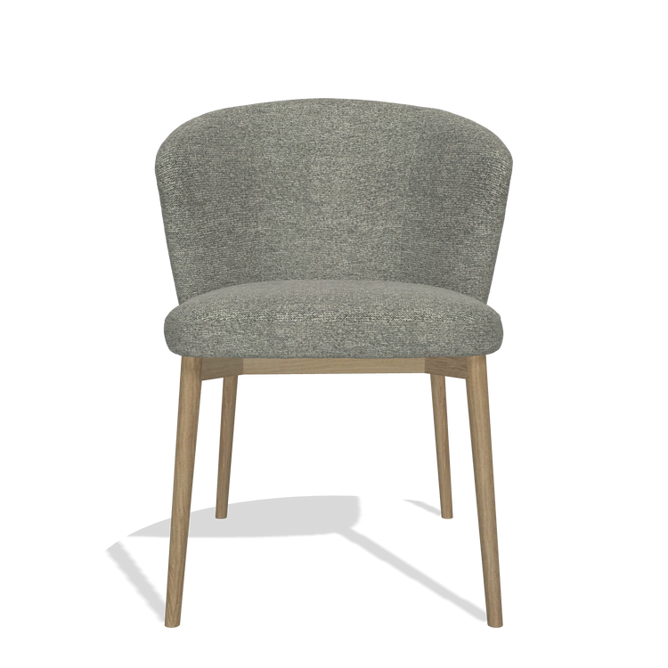 Eetkamerstoel Harmony 6636 in stof Sneak 149 (taupe), poten in naturel, vooraanzicht