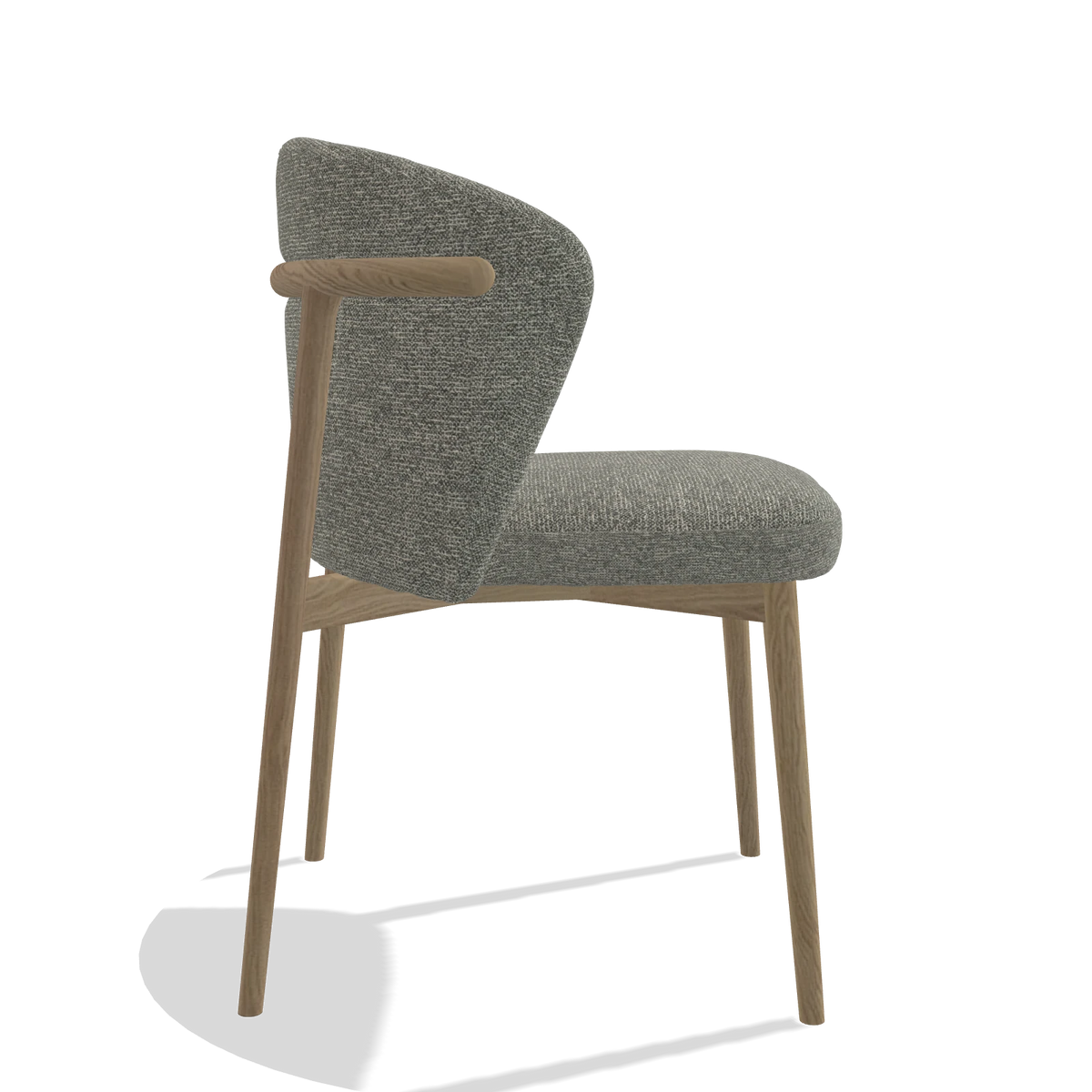 Eetkamerstoel Harmony 6636 in stof Sneak 149 (taupe), poten in naturel, zijaanzicht