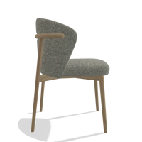 Eetkamerstoel Harmony 6636 in stof Sneak 149 (taupe), poten in naturel, zijaanzicht