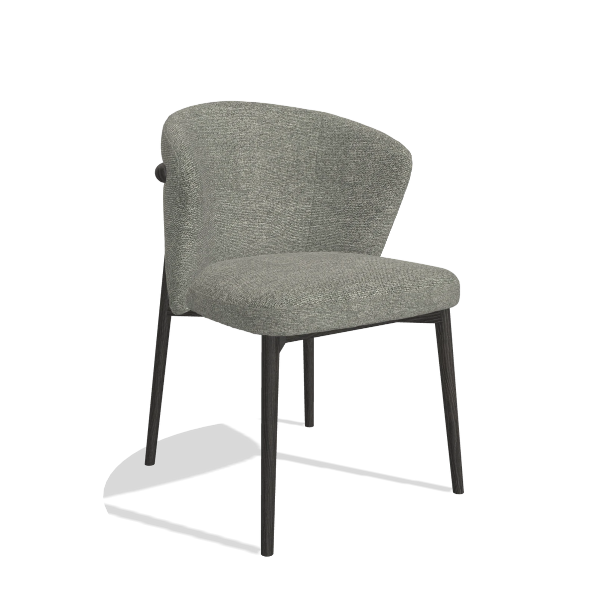 Eetkamerstoel Harmony 6636 in stof Sneak 149 (taupe), poten in tabak, schuin vooraanzicht