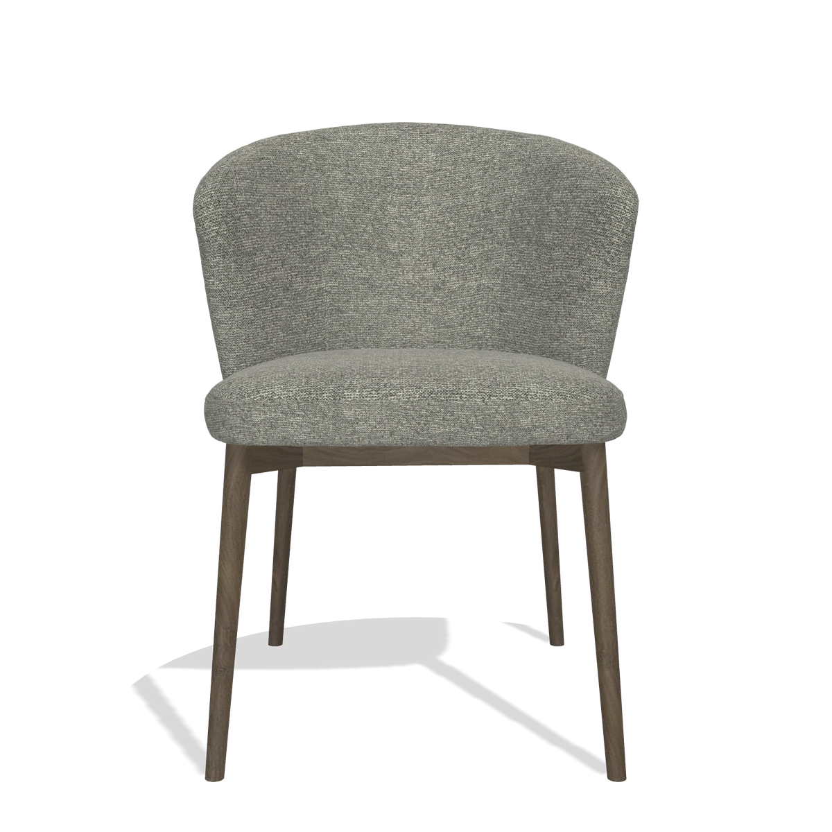 Eetkamerstoel Harmony 6636 in stof Sneak 149 (taupe), poten in notelaar, vooraanzicht