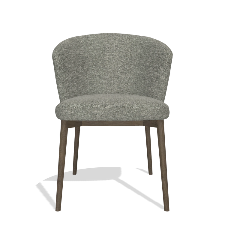 Eetkamerstoel Harmony 6636 in stof Sneak 149 (taupe), poten in notelaar, vooraanzicht
