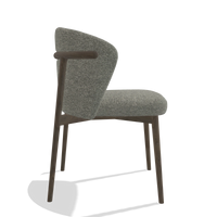 Eetkamerstoel Harmony 6636 in stof Sneak 149 (taupe), poten in notelaar, zijaanzicht