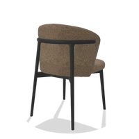 Chaise de salle à manger Harmony 6636 en tissu Sneak 16 (olive), pieds en noir, vue de trois-quarts arrière