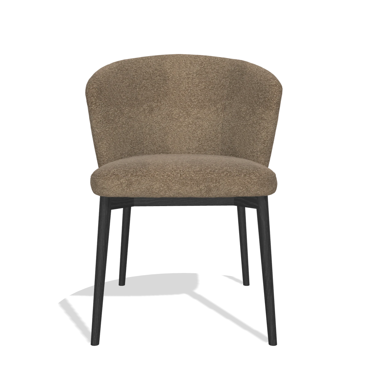 Chaise de salle à manger Harmony 6636 en tissu Sneak 16 (olive), pieds en noir, vue de face