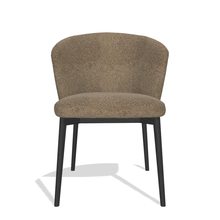 Chaise de salle à manger Harmony 6636 en tissu Sneak 16 (olive), pieds en noir, vue de face