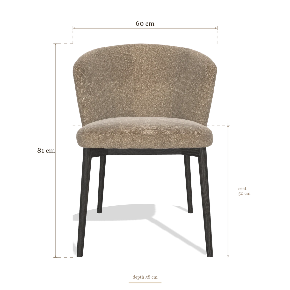 Chaise de salle à manger Harmony 6636, dimensions 60 x 58 x 81 cm