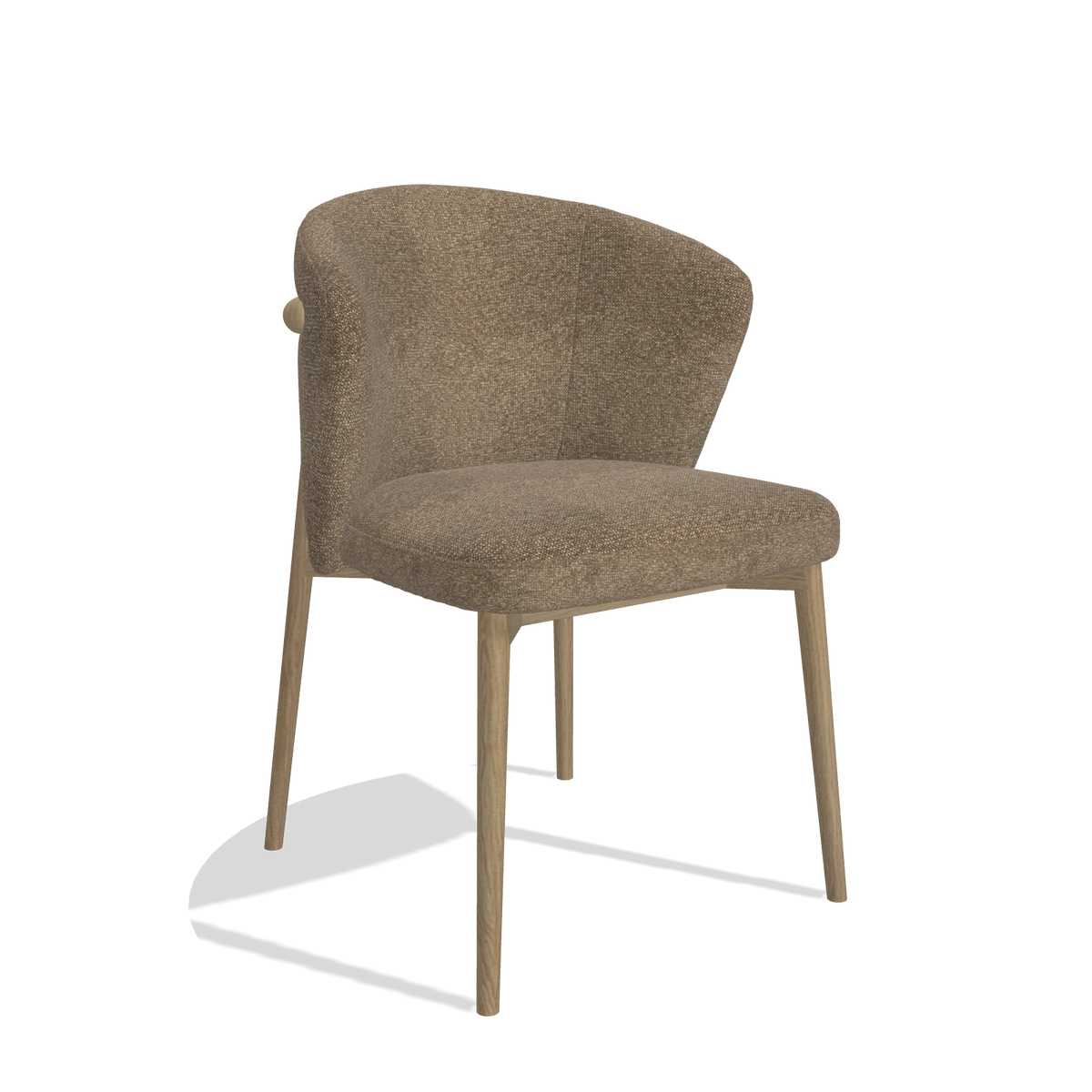 Chaise de salle à manger Harmony 6636 en tissu Sneak 16 (olive), pieds en naturel, vue de trois-quarts