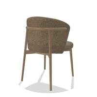 Chaise de salle à manger Harmony 6636 en tissu Sneak 16 (olive), pieds en naturel, vue de trois-quarts arrière