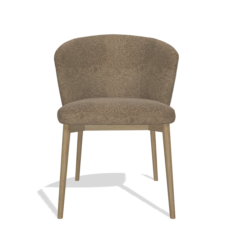 Chaise de salle à manger Harmony 6636 en tissu Sneak 16 (olive), pieds en naturel, vue de face