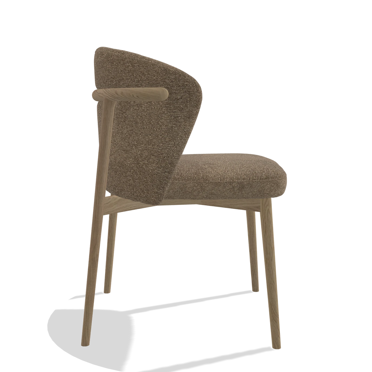 Chaise de salle à manger Harmony 6636 en tissu Sneak 16 (olive), pieds en naturel, vue de profil