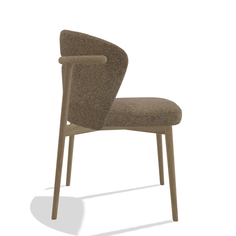 Chaise de salle à manger Harmony 6636 en tissu Sneak 16 (olive), pieds en naturel, vue de profil