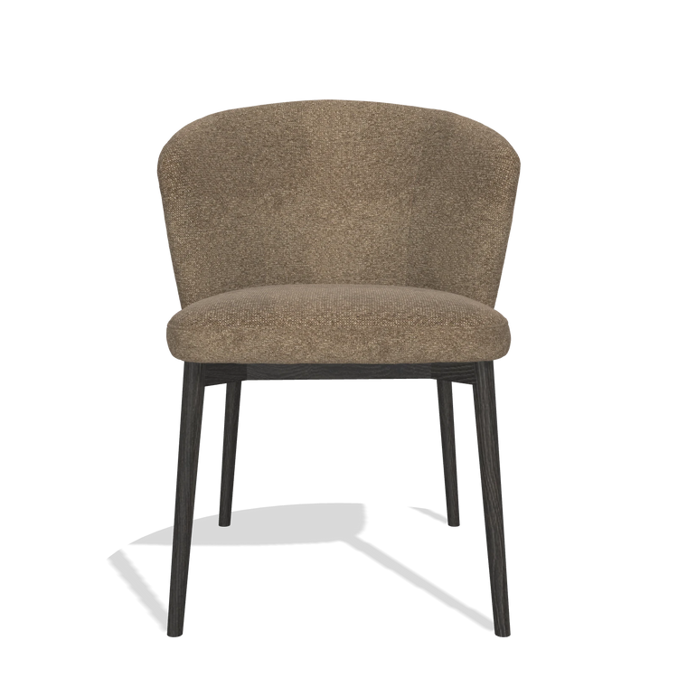 Chaise de salle à manger Harmony 6636 en tissu Sneak 16 (olive), pieds en tabac, vue de face