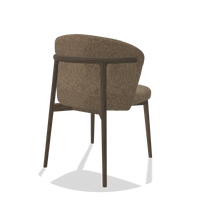 Chaise de salle à manger Harmony 6636 en tissu Sneak 16 (olive), pieds en noyer, vue de trois-quarts arrière