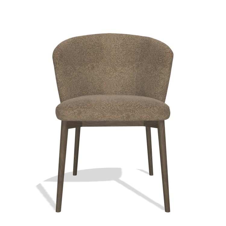 Chaise de salle à manger Harmony 6636 en tissu Sneak 16 (olive), pieds en noyer, vue de face