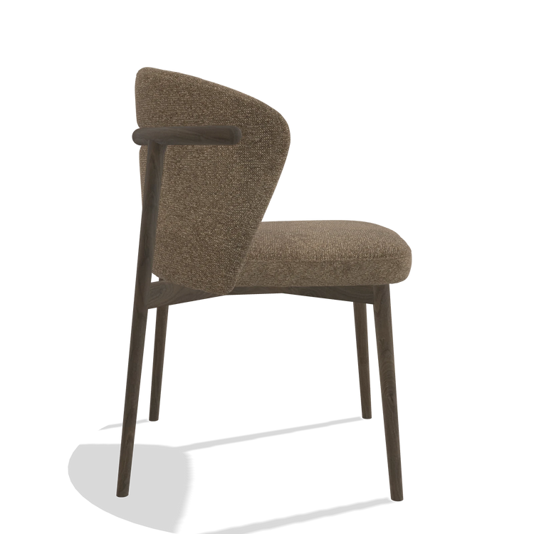 Chaise de salle à manger Harmony 6636 en tissu Sneak 16 (olive), pieds en noyer, vue de profil