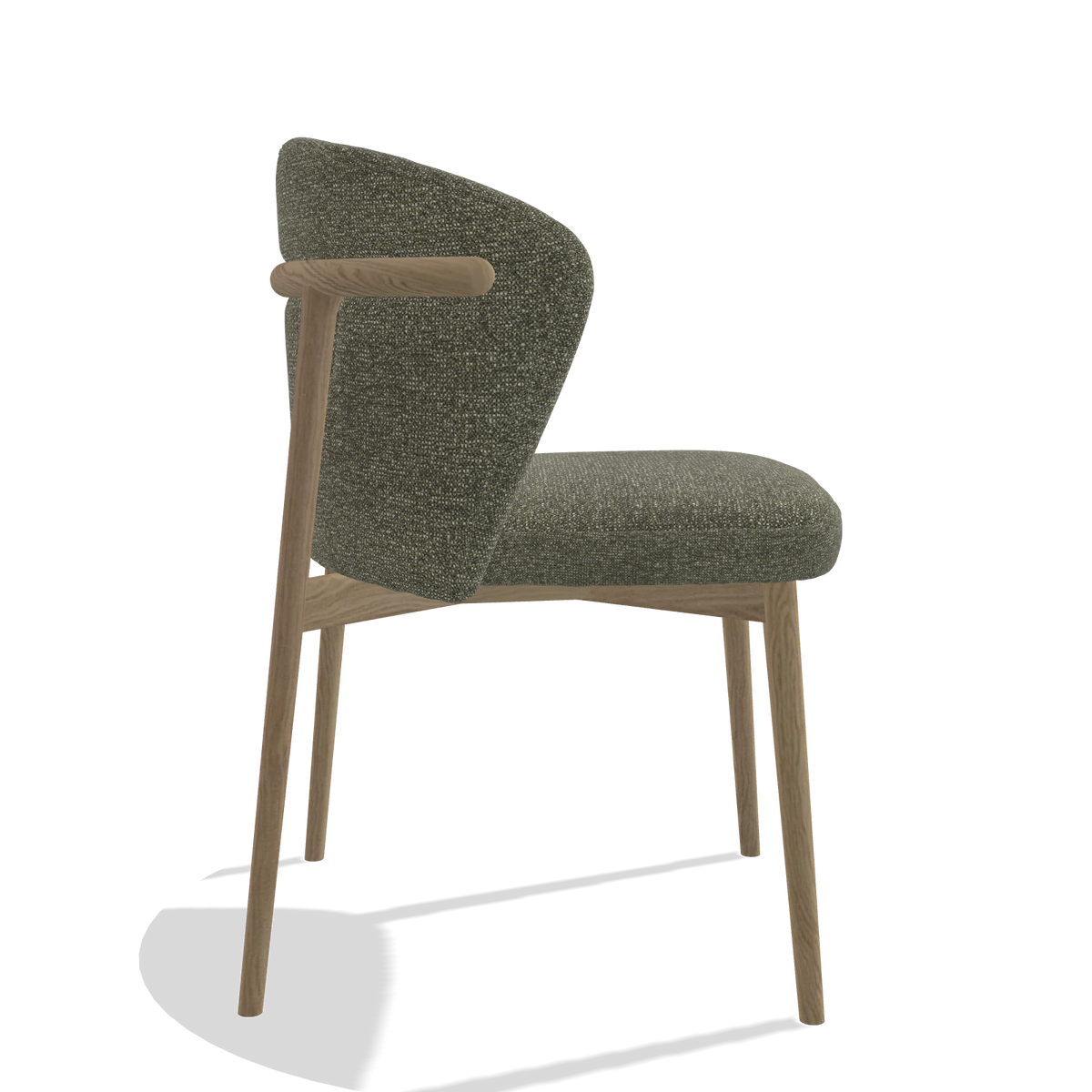 Eetkamerstoel Harmony 6636 in stof Sneak 59 (donkergrijs), poten in naturel, zijaanzicht