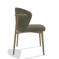 Eetkamerstoel Harmony 6636 in stof Sneak 59 (donkergrijs), poten in naturel, zijaanzicht