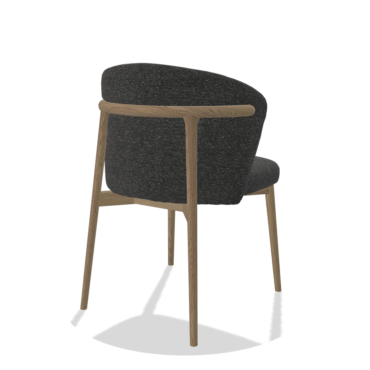 Dining Chair Harmony 6636 in Sneak 67 fabric (black), natural legs, back angled view