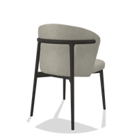 Dining Chair Harmony 6636 in Stella 01 fabric (greige), tobacco legs, back angled view