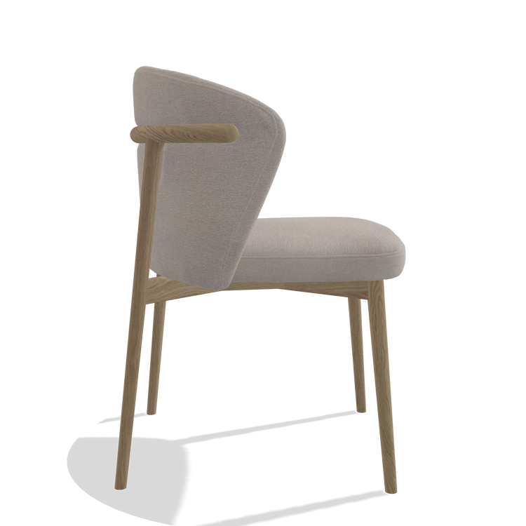 Dining Chair Harmony 6636 in Stella 106 fabric (greige), natural legs, side view