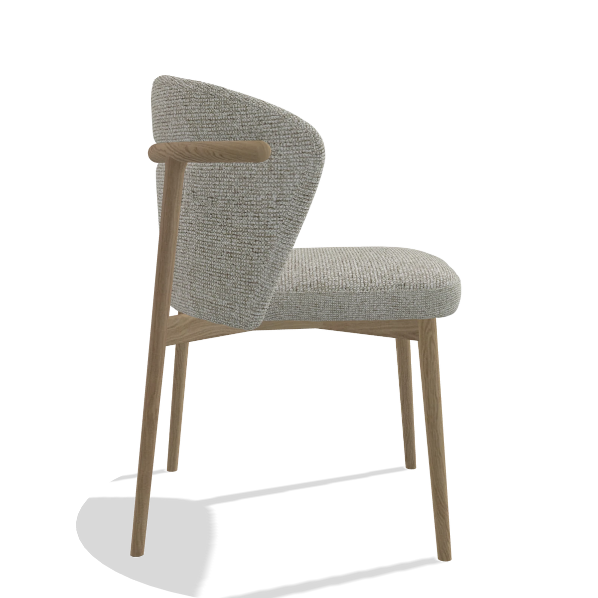 Chaise de salle à manger Harmony 6636 en tissu Taurus 01 (grège), pieds en naturel, vue de profil