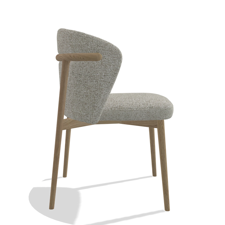 Chaise de salle à manger Harmony 6636 en tissu Taurus 01 (grège), pieds en naturel, vue de profil
