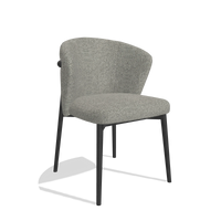 Chaise de salle à manger Harmony 6636 en tissu Taurus 65 (taupe), pieds en noir, vue de trois-quarts
