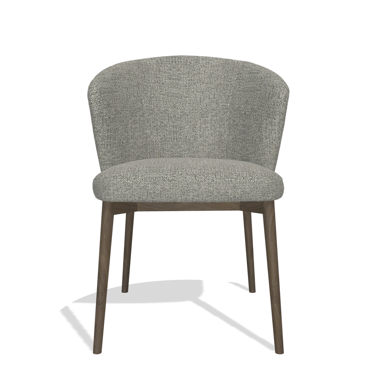 Chaise de salle à manger Harmony 6636 en tissu Taurus 65 (taupe), pieds en noyer, vue de face