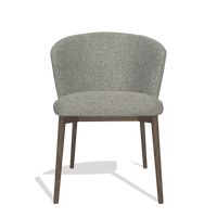 Chaise de salle à manger Harmony 6636 en tissu Taurus 65 (taupe), pieds en noyer, vue de face