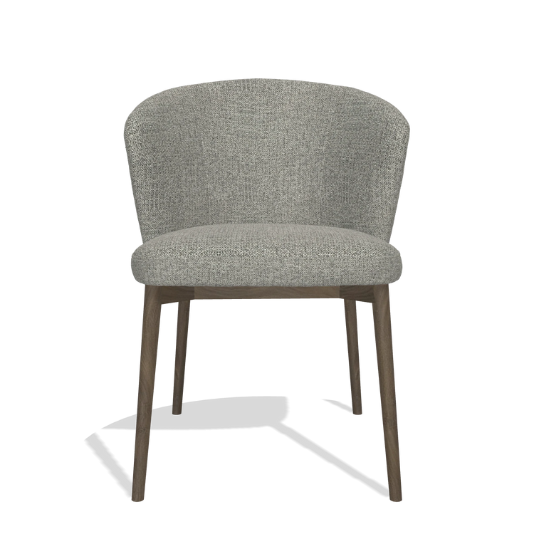Chaise de salle à manger Harmony 6636 en tissu Taurus 65 (taupe), pieds en noyer, vue de face