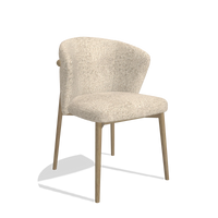 Sedia da pranzo Harmony 6636 in tessuto Venga 214 (grigio chiaro), gambe in naturale, vista angolata