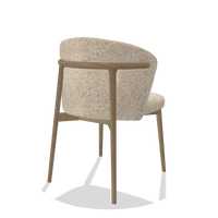 Sedia da pranzo Harmony 6636 in tessuto Venga 214 (grigio chiaro), gambe in naturale, vista posteriore angolata
