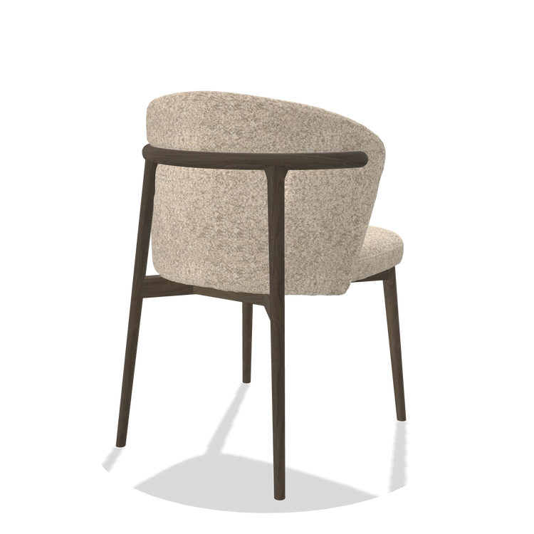 Sedia da pranzo Harmony 6636 in tessuto Venga 214 (grigio chiaro), gambe in noce, vista posteriore angolata