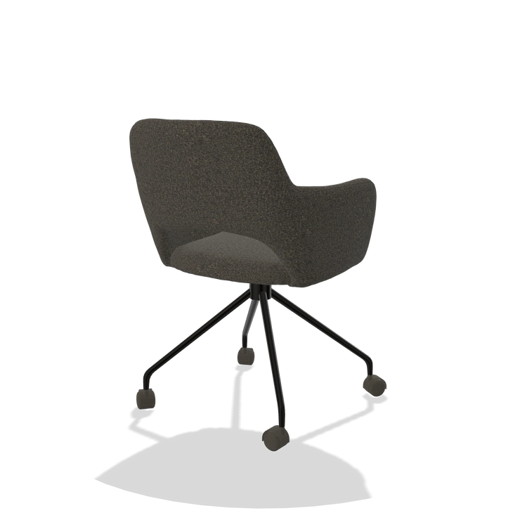 Esszimmerstuhl Jolly 6517 in Stoff Ascot Mouse (Schokobraun), Beine in Schwarz, Schrägansicht von hinten