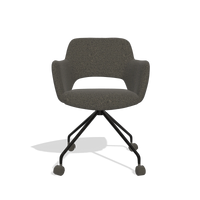 Esszimmerstuhl Jolly 6517 in Stoff Ascot Mouse (Schokobraun), Beine in Schwarz, Vorderansicht