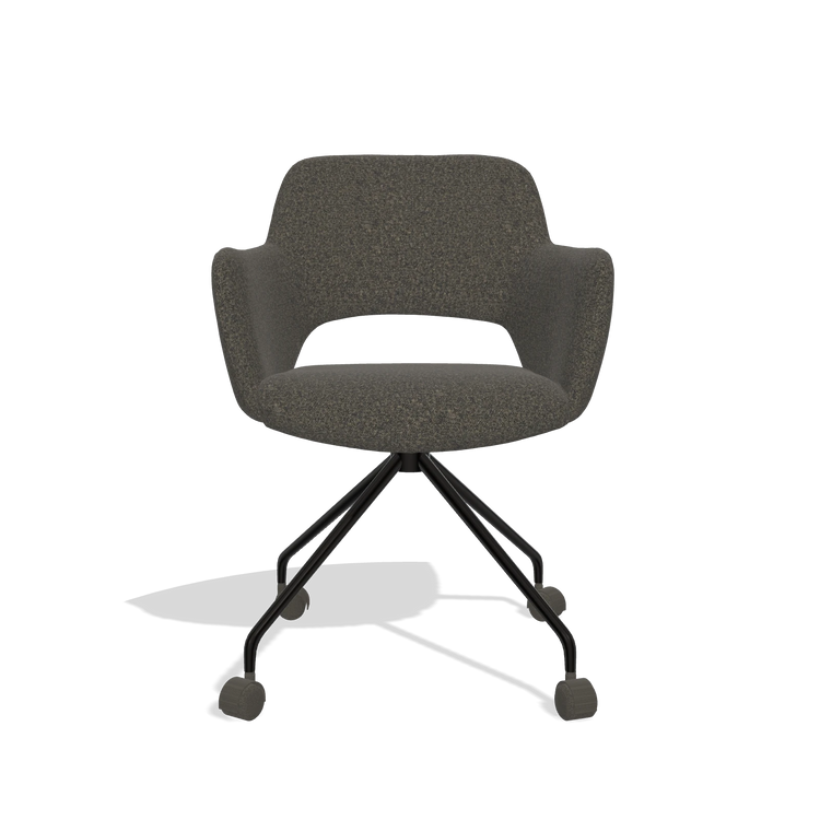 Esszimmerstuhl Jolly 6517 in Stoff Ascot Mouse (Schokobraun), Beine in Schwarz, Vorderansicht
