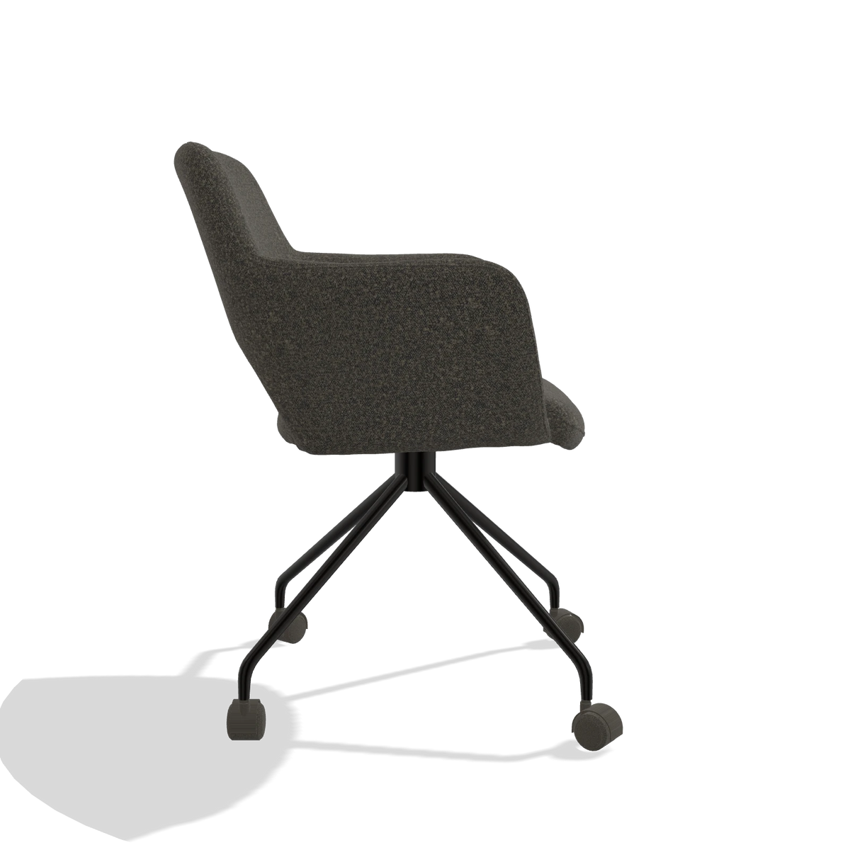 Esszimmerstuhl Jolly 6517 in Stoff Ascot Mouse (Schokobraun), Beine in Schwarz, Seitenansicht