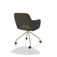 Esszimmerstuhl Jolly 6517 in Stoff Ascot Mouse (Schokobraun), Beine in Champagner, Schrägansicht von hinten