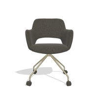 Esszimmerstuhl Jolly 6517 in Stoff Ascot Mouse (Schokobraun), Beine in Champagner, Vorderansicht