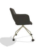 Esszimmerstuhl Jolly 6517 in Stoff Ascot Mouse (Schokobraun), Beine in Champagner, Seitenansicht