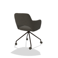 Esszimmerstuhl Jolly 6517 in Stoff Ascot Mouse (Schokobraun), Beine in Espresso, Schrägansicht von hinten